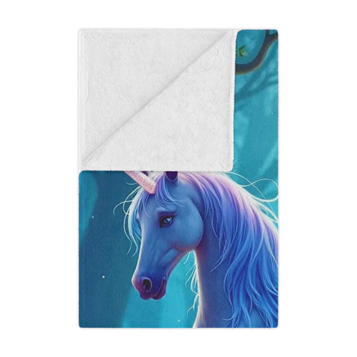 Enchanted Blue Unicorn Minky Blanket — Soft Magical Fantasy Throw for Kids & Teens