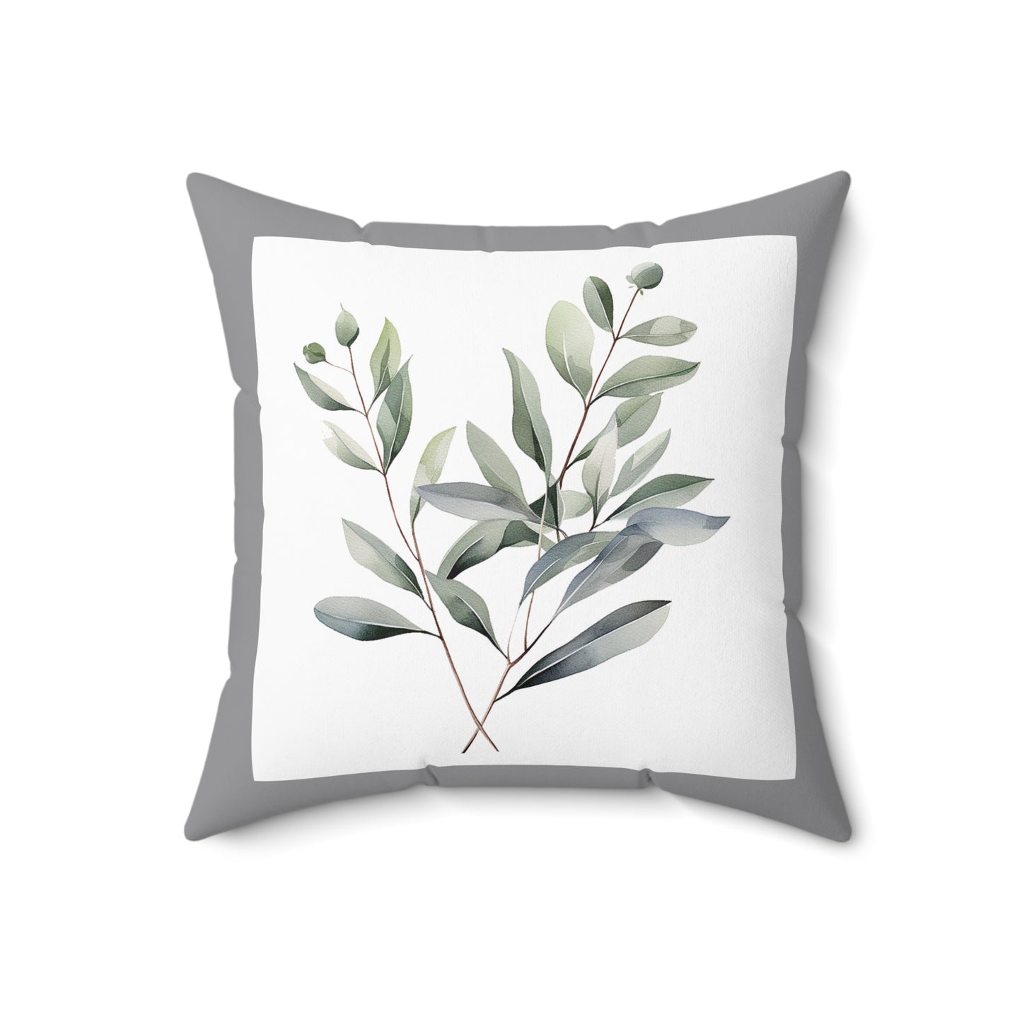 Botanical Eucalyptus Throw Pillow — Watercolor Greenery Accent Pillow