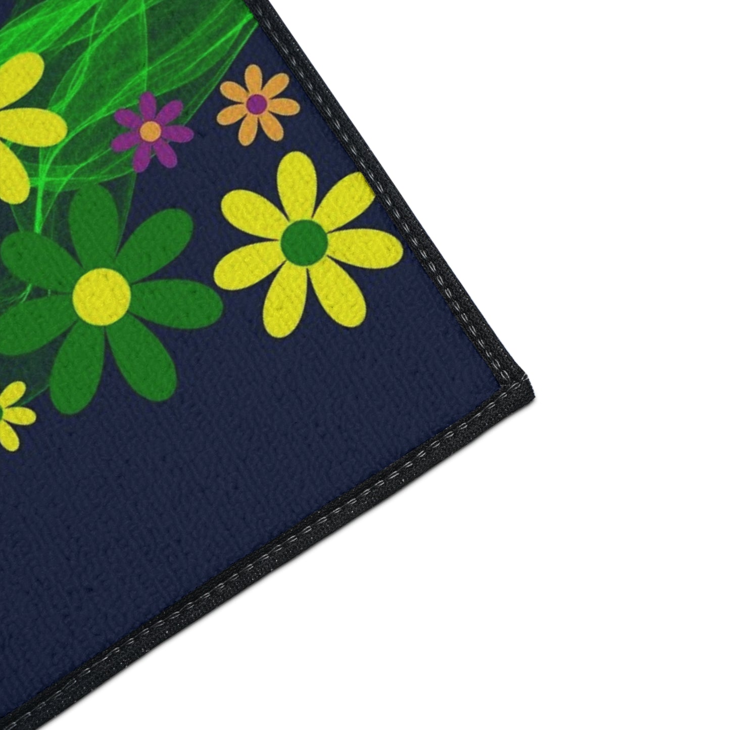 Floral Neon Wave Floor Mat — Heavy-Duty Non-Slip Entry Rug
