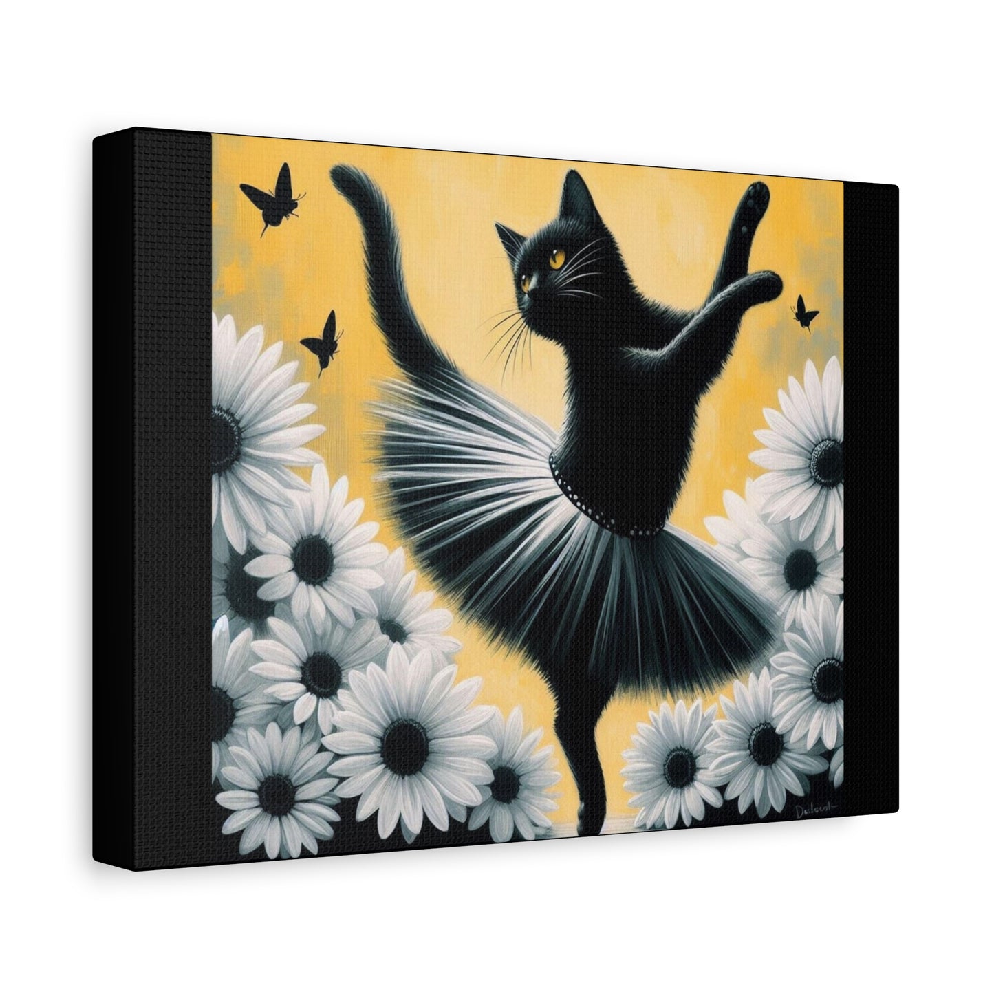 Ballet Black Cat Canvas Print — Whimsical Cat Ballerina Wall Art