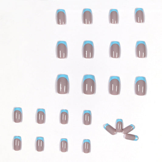 Premium Blue Grey Jelly Press on Finished Fake Nail Nail Waterproof Removable Nail 365nails – Image 2