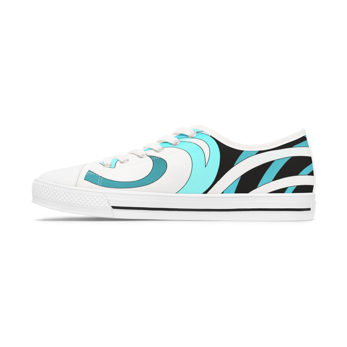 Low Top Sneakers – Aqua Wave Graphic Women's Canvas Shoes