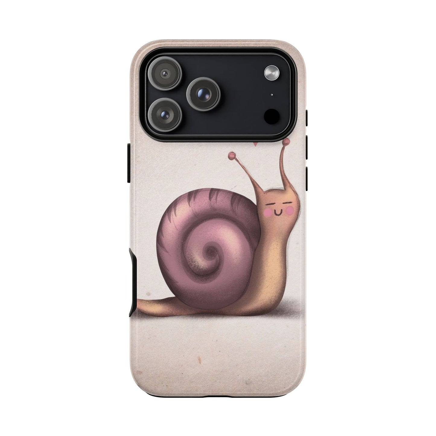Cute Snail Phone Case — Pink Heart Cartoon Protective iPhone Cover