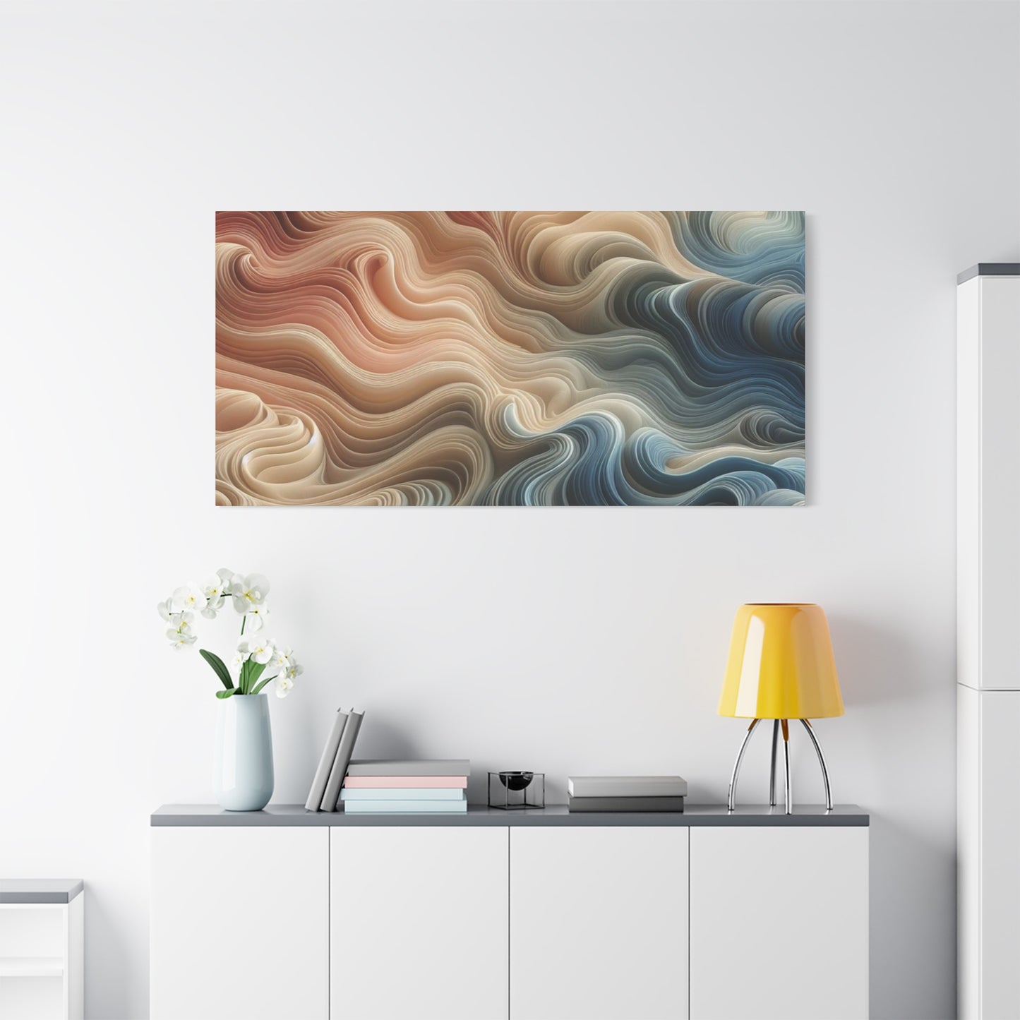 Abstract Swirl Matte Canvas Wall Art — Fluid Earth Tones, Stretched 1.25"