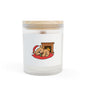 Holiday Bear Candle — 11oz Frosted Glass Christmas Scented Candle with Sleeping Teddy by Fireplace