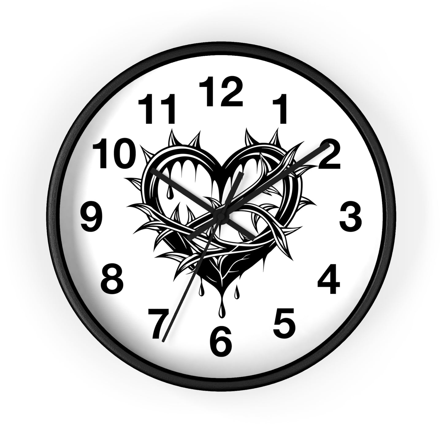 Heart & Thorns Wall Clock - Gothic Decor, Home Wall Art, Unique Timepiece, Perfect Gift for Her, Stylish Home Accessories