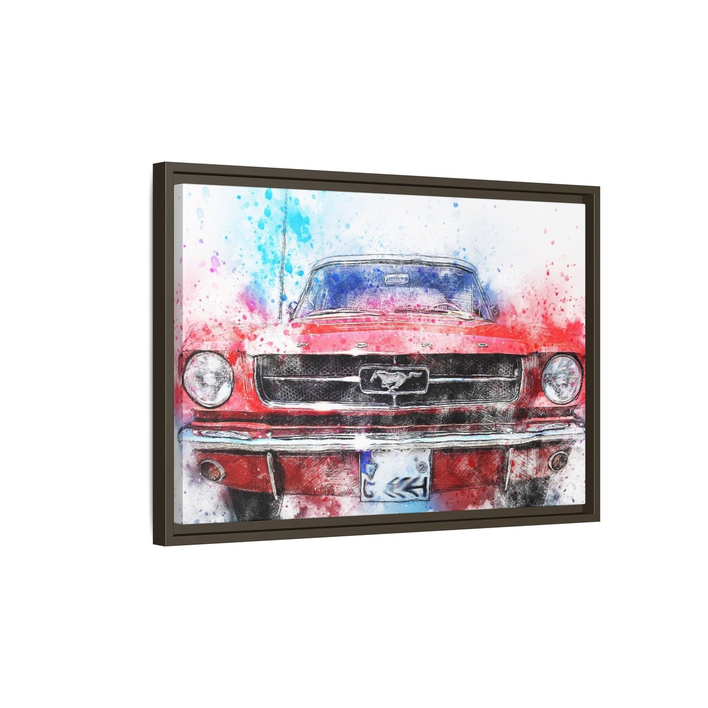 Matte Canvas, Framed Mustang Car