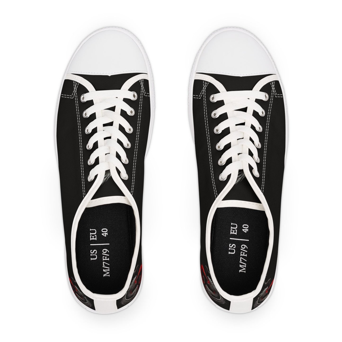 Low Top Sneakers — Black Dragon Wing Accent