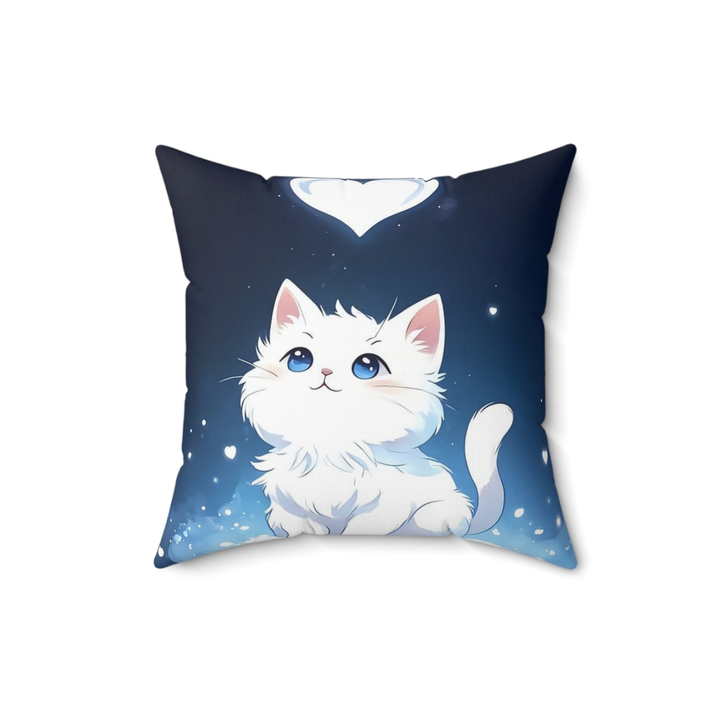 Cute White Kitten Throw Pillow — Adorable Cat Decor for Bedroom & Nursery