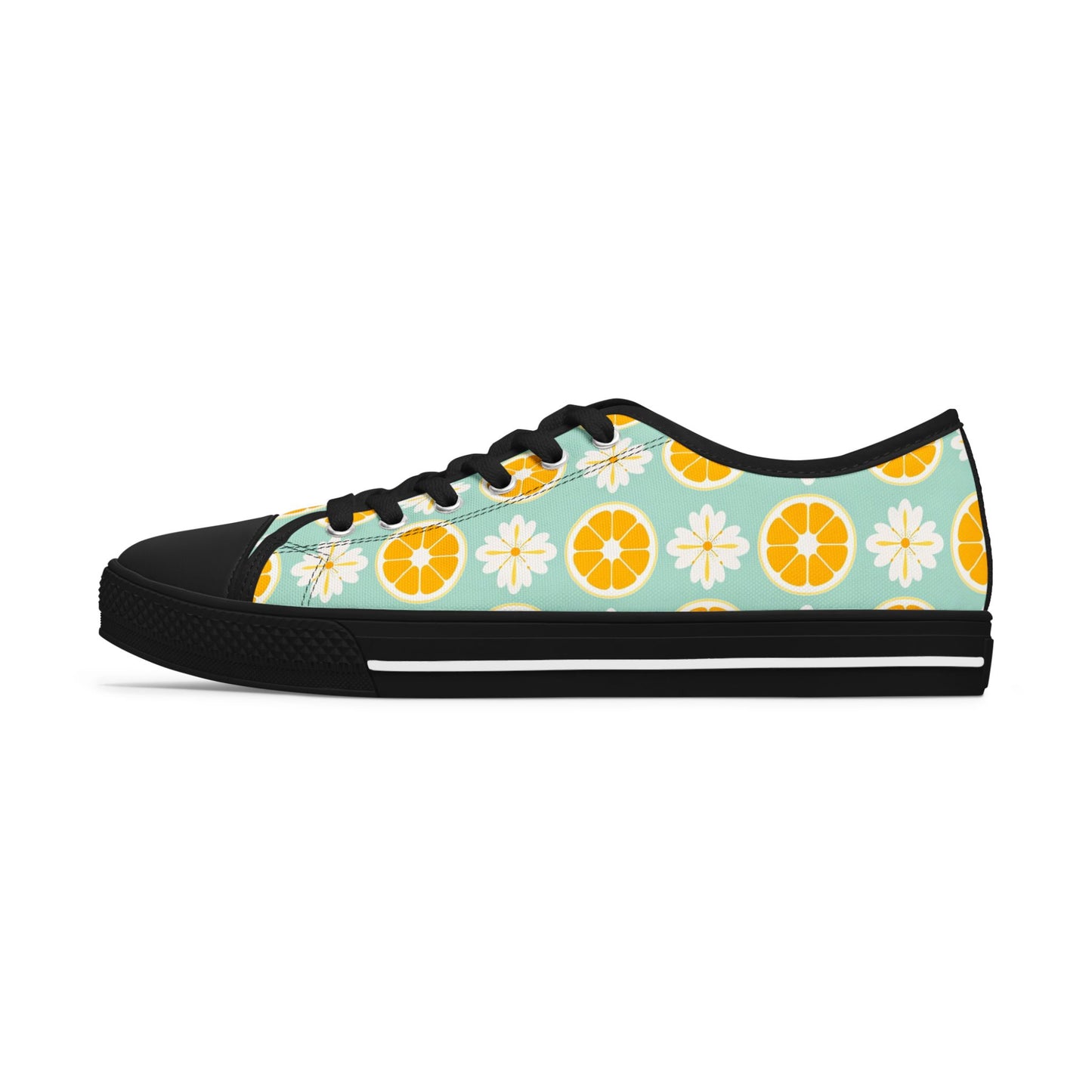 Low Top Sneakers — Retro Citrus & Daisies Pattern