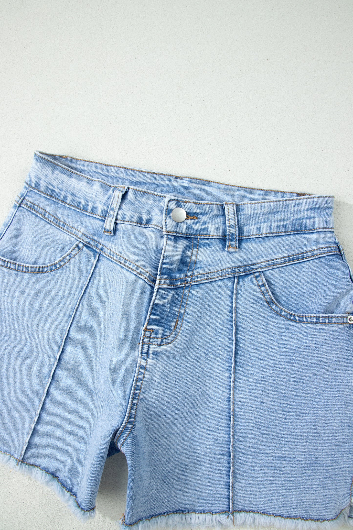 Myosotis High Waist Frayed Denim Shorts