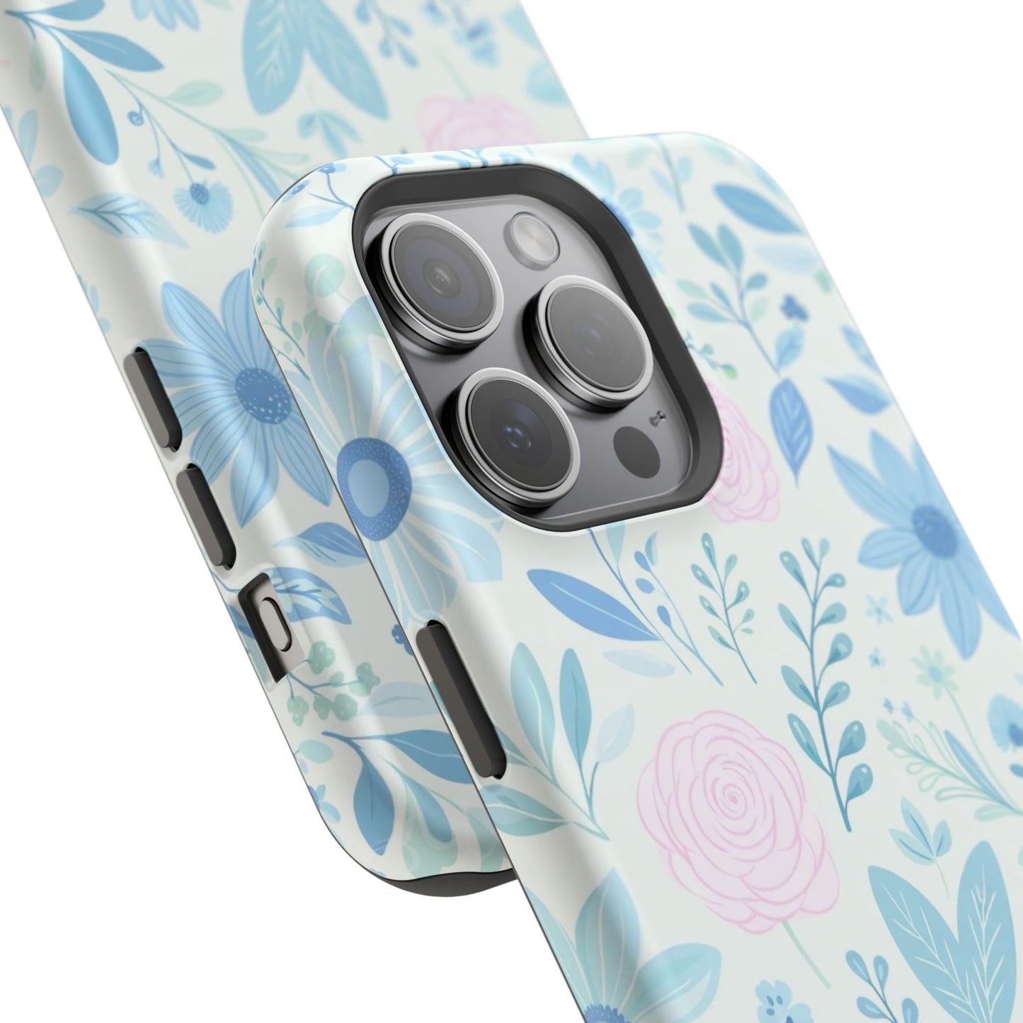 Floral Pastel Magnetic Impact Phone Case — Blue & Pink Botanical Design