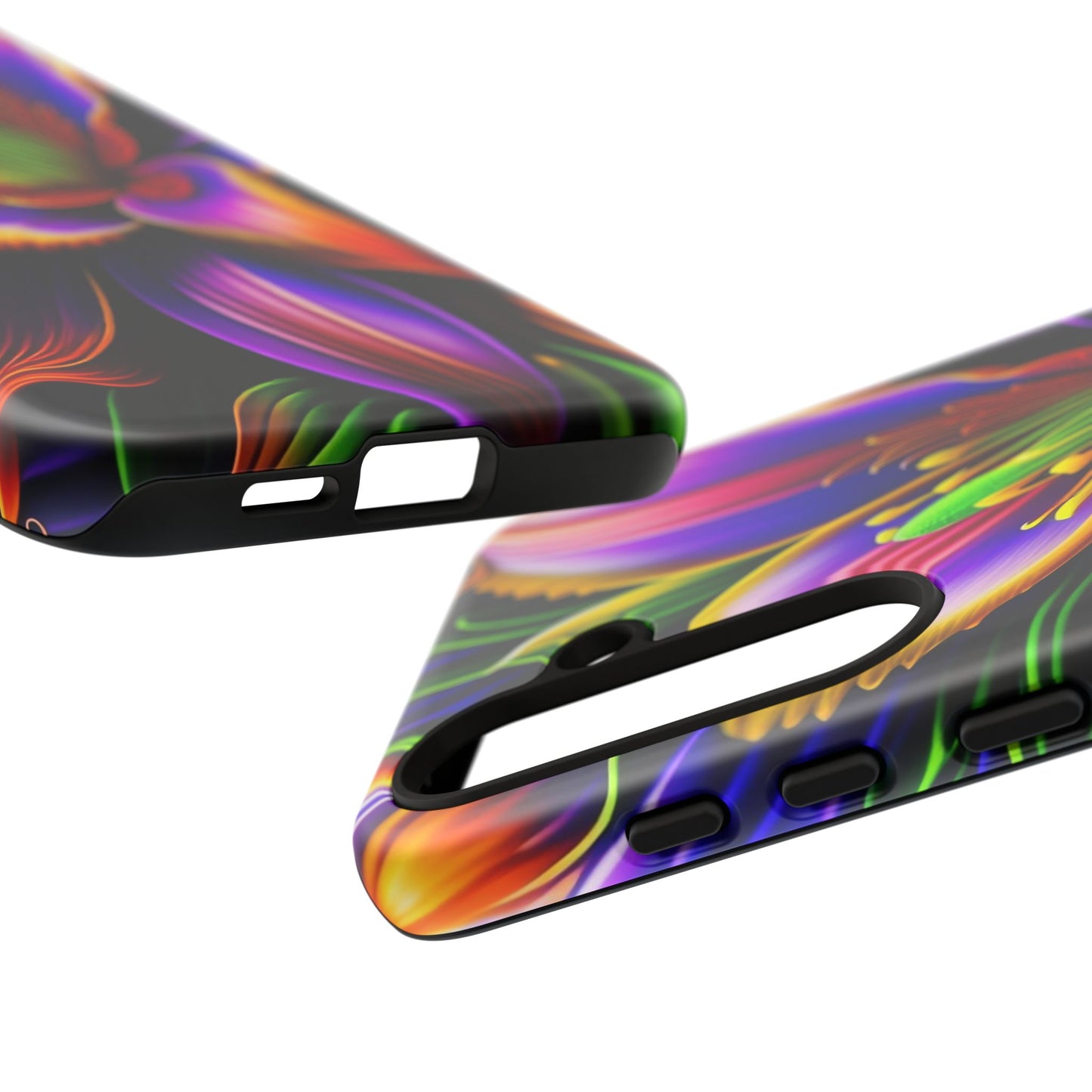 Floral Neon Tough Phone Case — Vivid Purple & Orange Lily Protective Cover