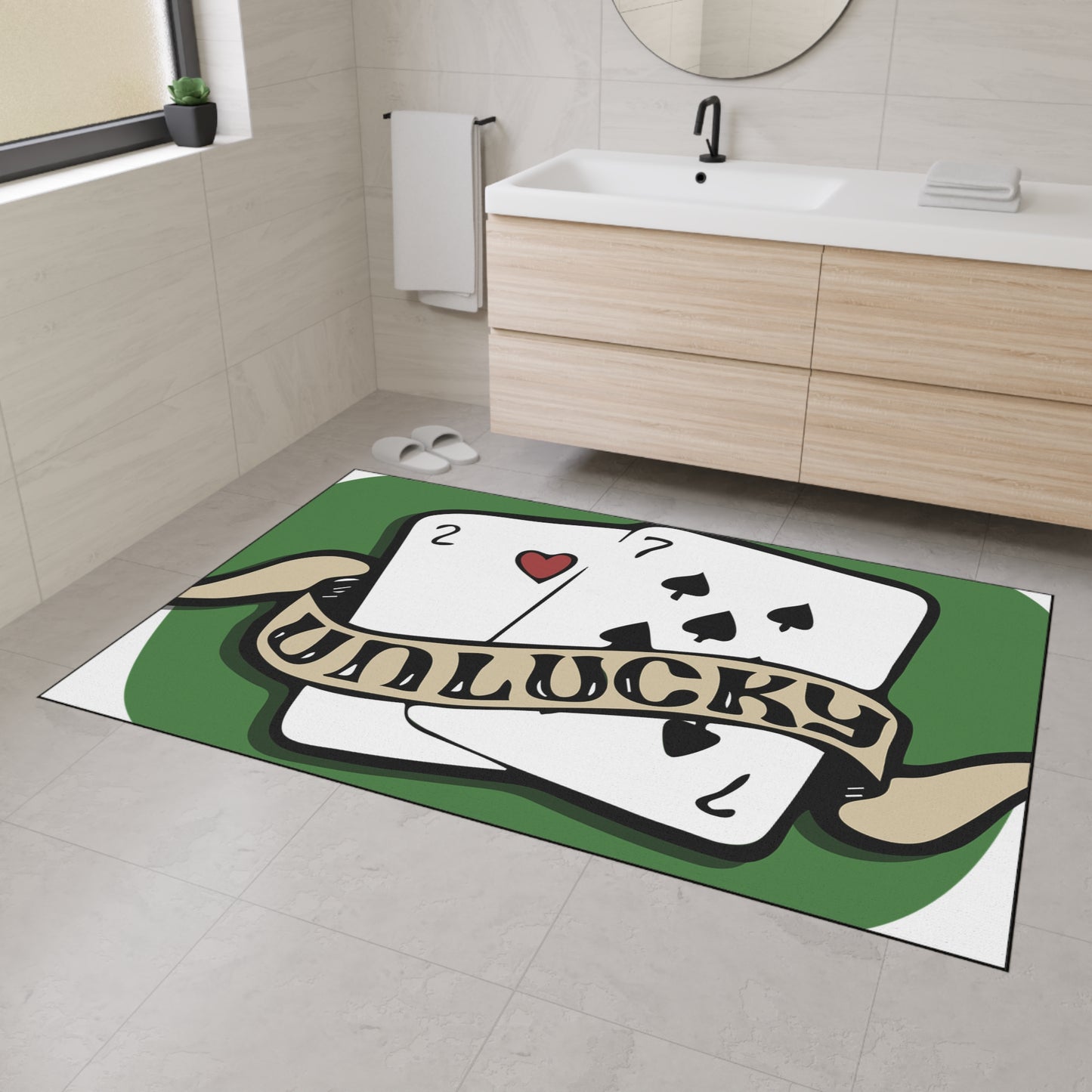Unlucky Cards Heavy-Duty Floor Mat — Casino Poker Themed Entrance Rug