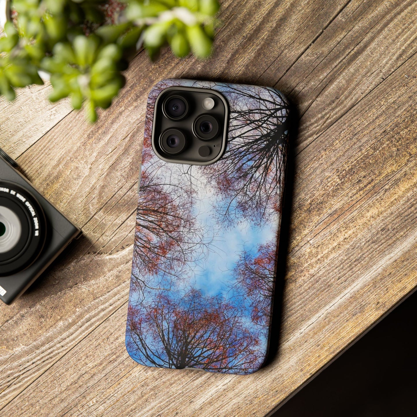 Skyward Trees Phone Case — Nature Forest Canopy Protective Tough Case