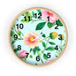 Floral Cottage Wall Clock — Pastel Pink & Green Garden Design