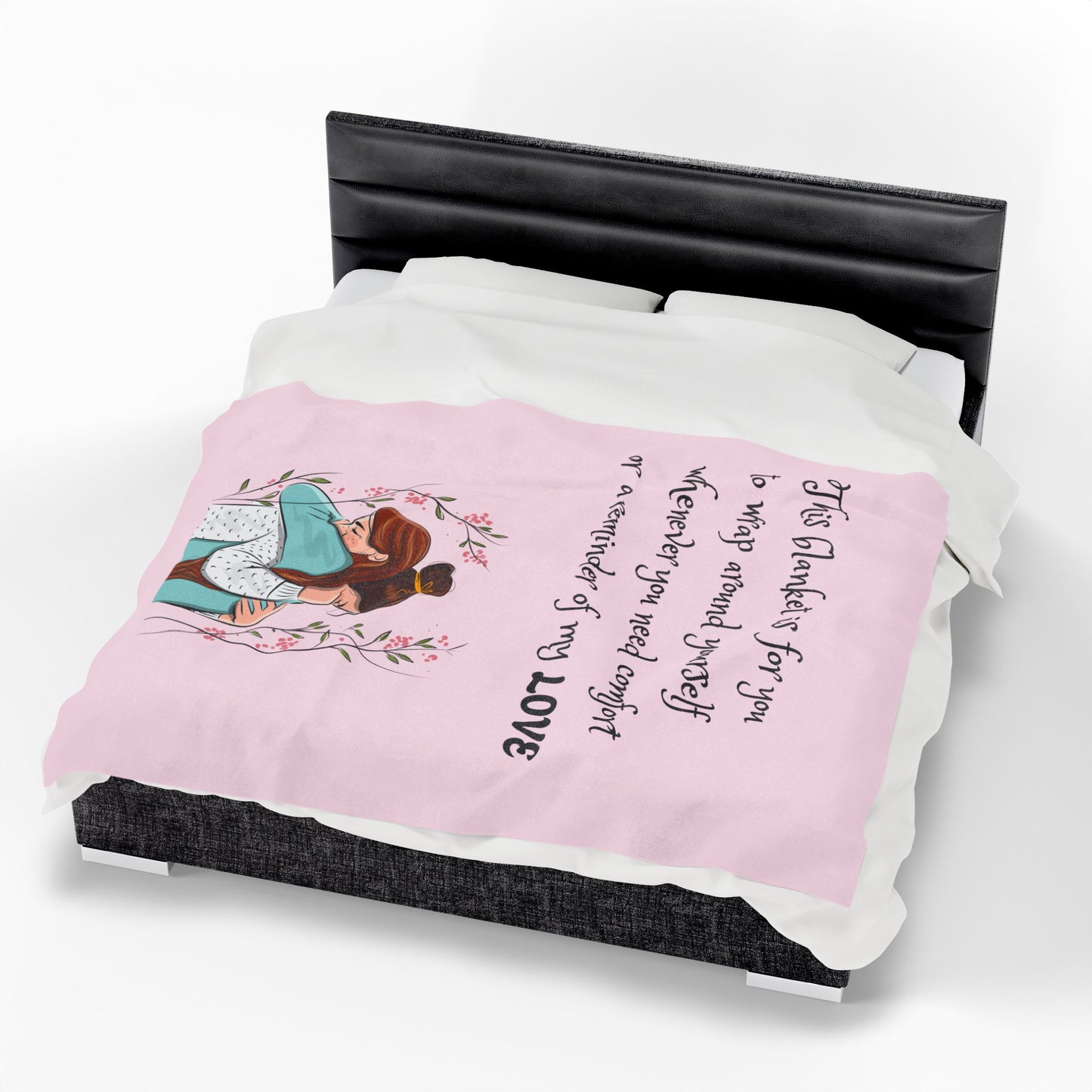 Velveteen Plush Blanket – "This blanket is for you to wrap around yourself" Comfort Throw (Hug Illustration)