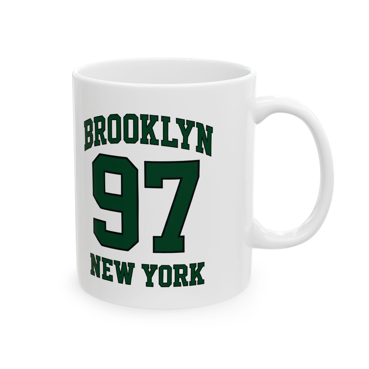 Brooklyn 97 New York Ceramic Mug – Vintage Varsity Number Coffee Cup (11oz, 15oz)