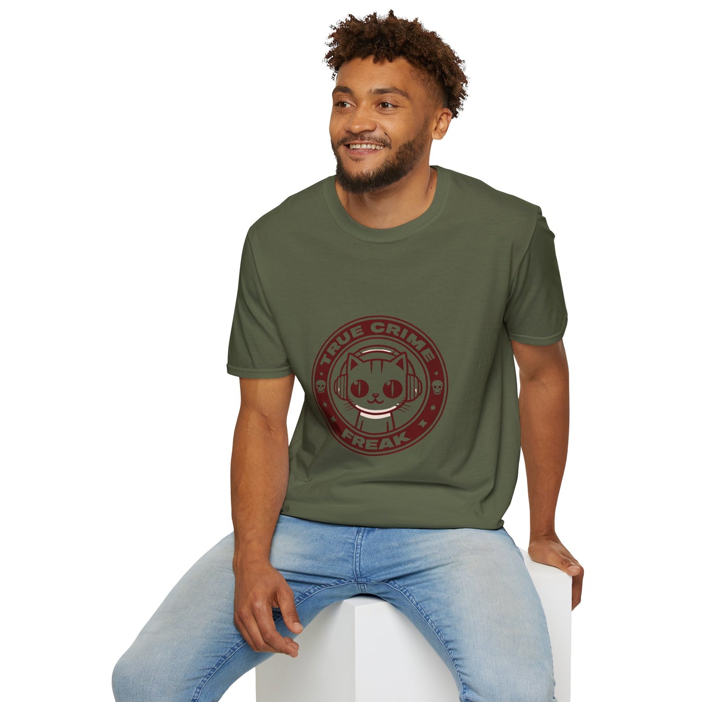 True Crime Freak Cat T-Shirt – Cute Kitty Badge Tee for True Crime Fans