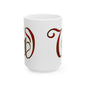 Monogram Script Ceramic Mug – Elegant Red Lettering (11oz & 15oz)