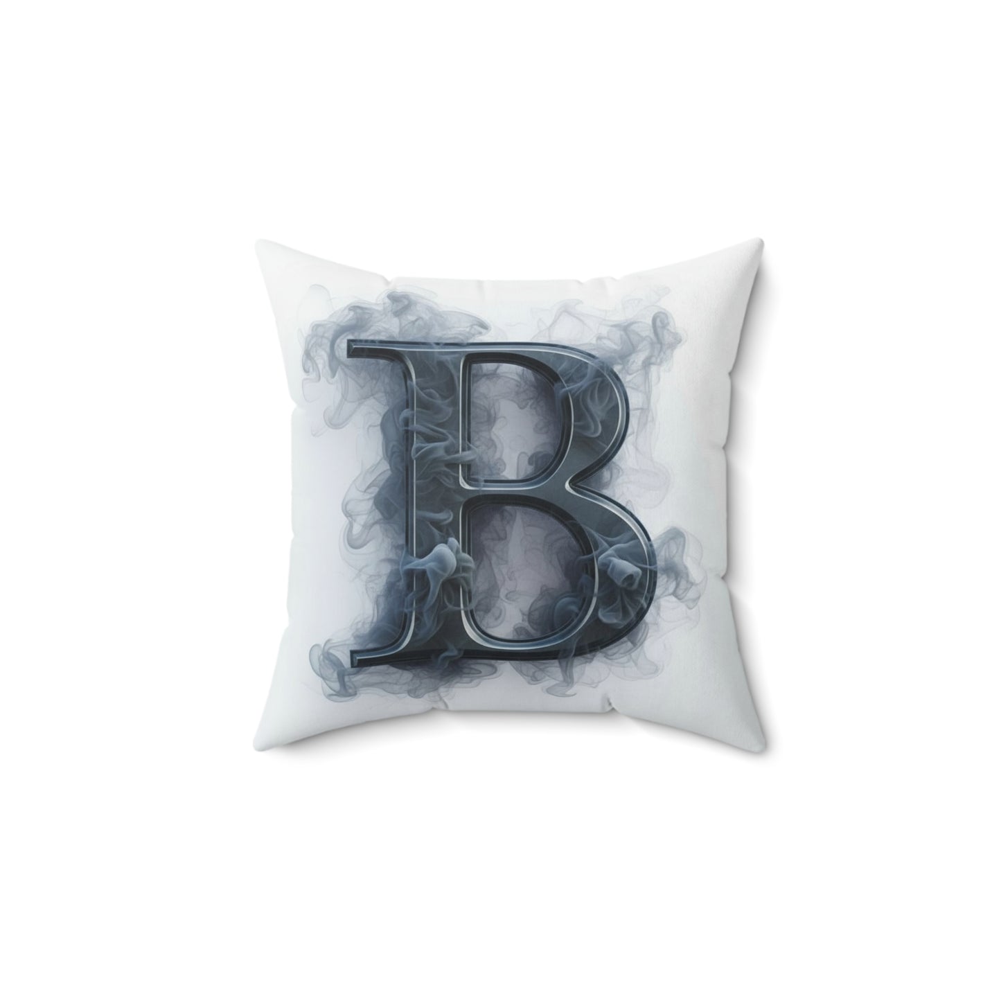 Smoky Monogram 'B' Decorative Pillow — Personalized Initial Accent Cushion