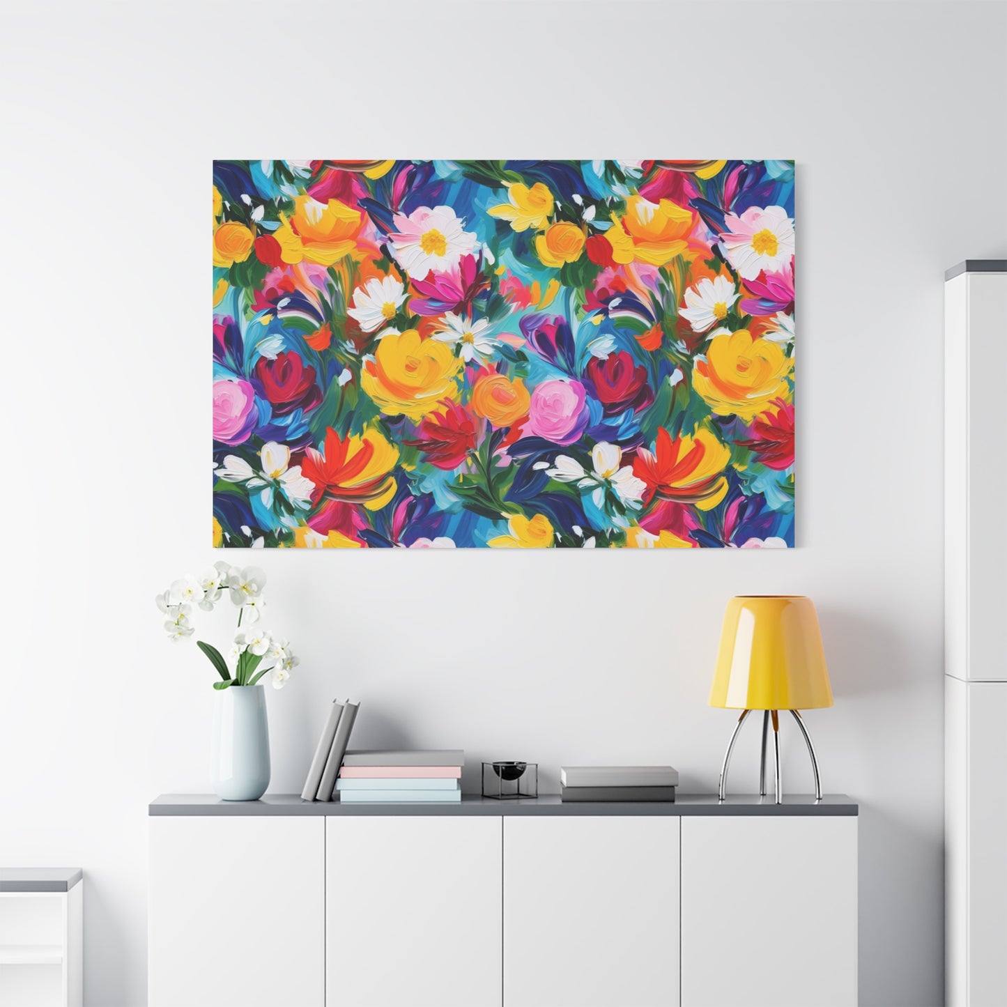 Vibrant Floral Matte Canvas Wall Art — Colorful Garden Print, Stretched 1.25"