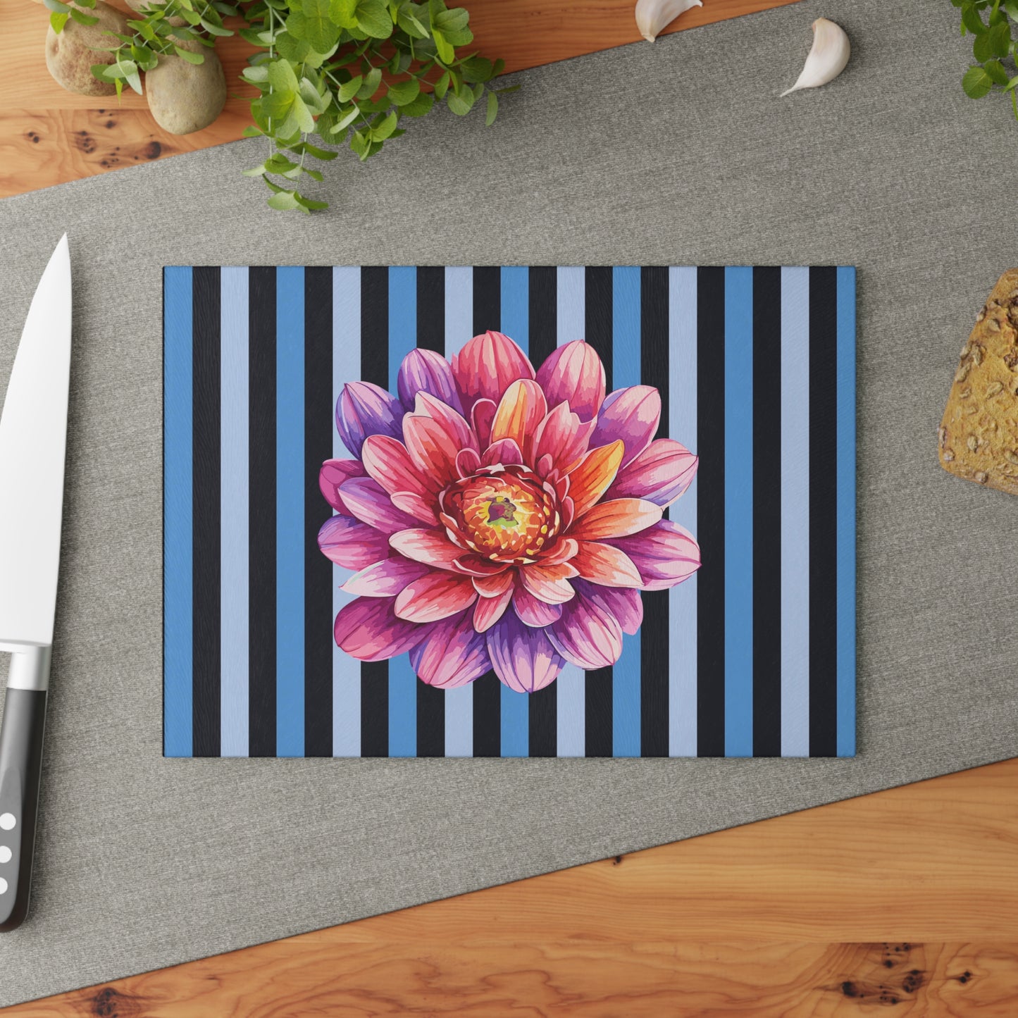 Vibrant Floral Glass Cutting Board