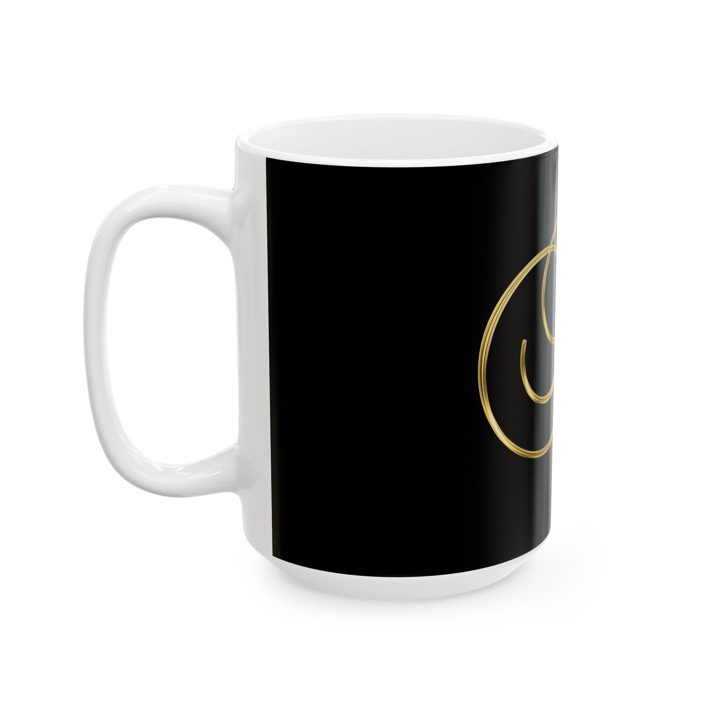 Gold Script Letter N Ceramic Mug — Elegant Monogram Coffee Cup (11oz, 15oz)