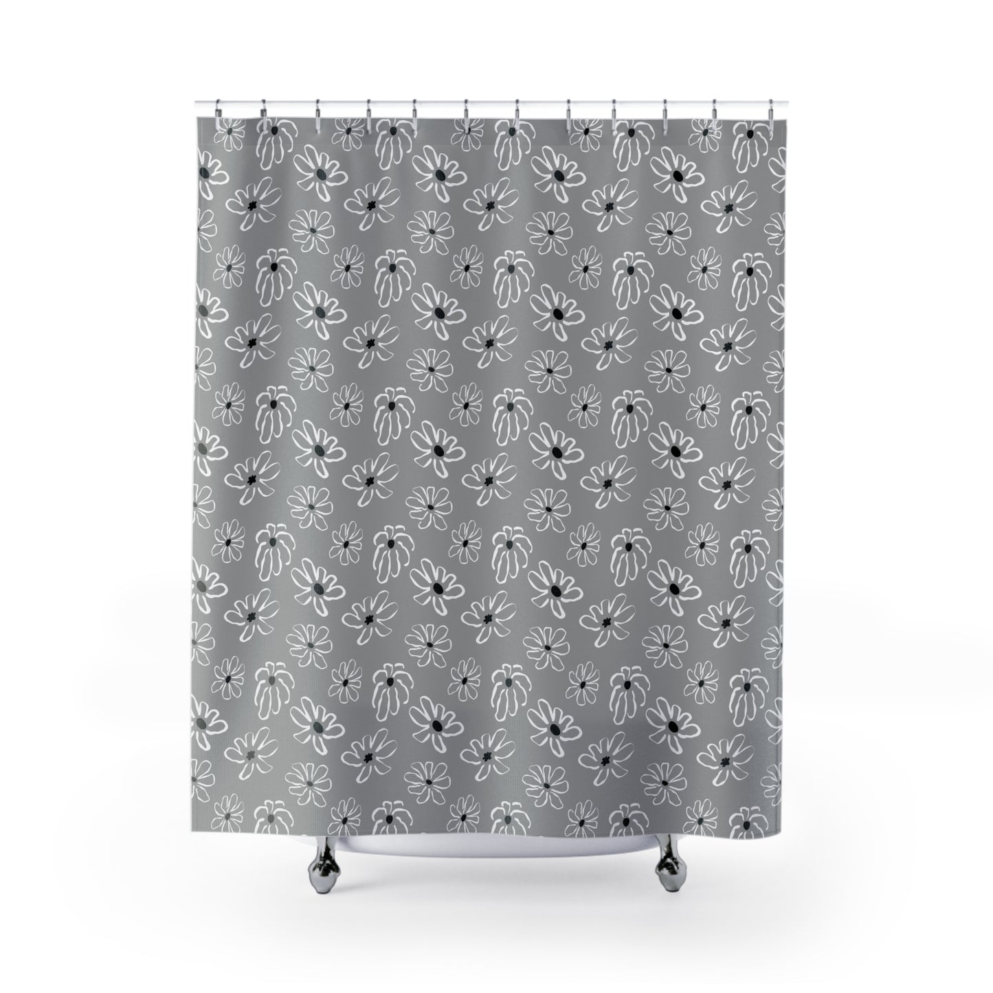 Flower Pattern Shower Curtain, Boho Bathroom Decor, Modern Floral Curtains, Unique Home Accessories, Gift for Her