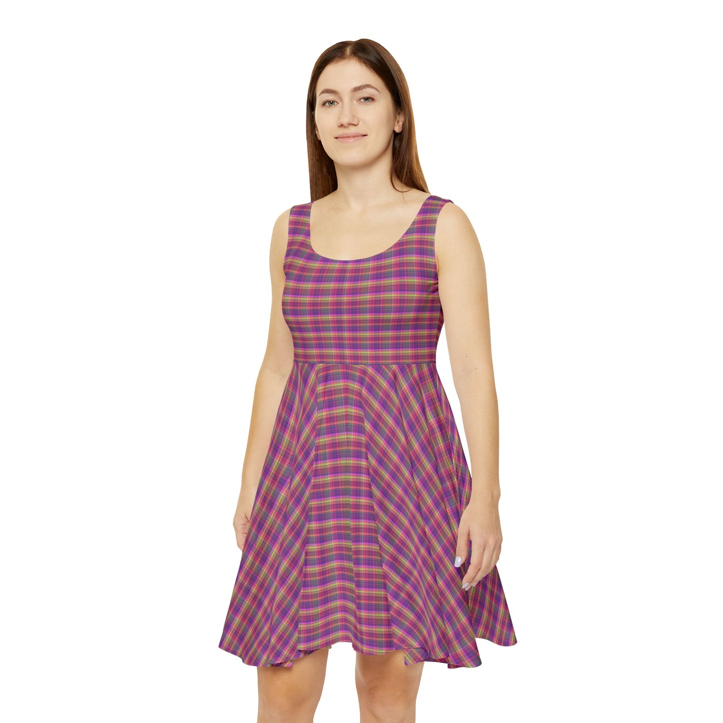 Colorful Women's Skater Dress, Casual Summer Dress, Flowy Dress for Parties, Picnic Outfit, Festival Dress, AOP Style