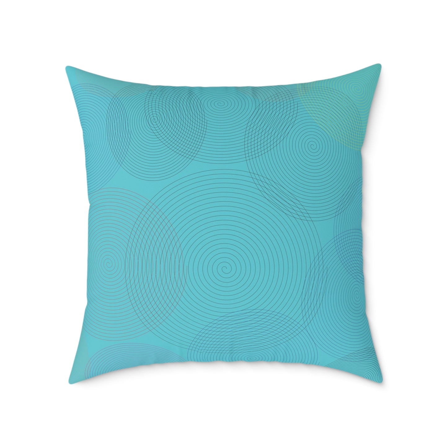Turquoise Geometric Circle Accent Pillow — Modern Square Throw Pillow