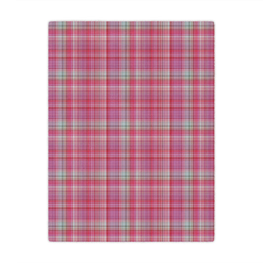 Pink Plaid Minky Blanket - Soft Cozy Throw for Home & Nursery