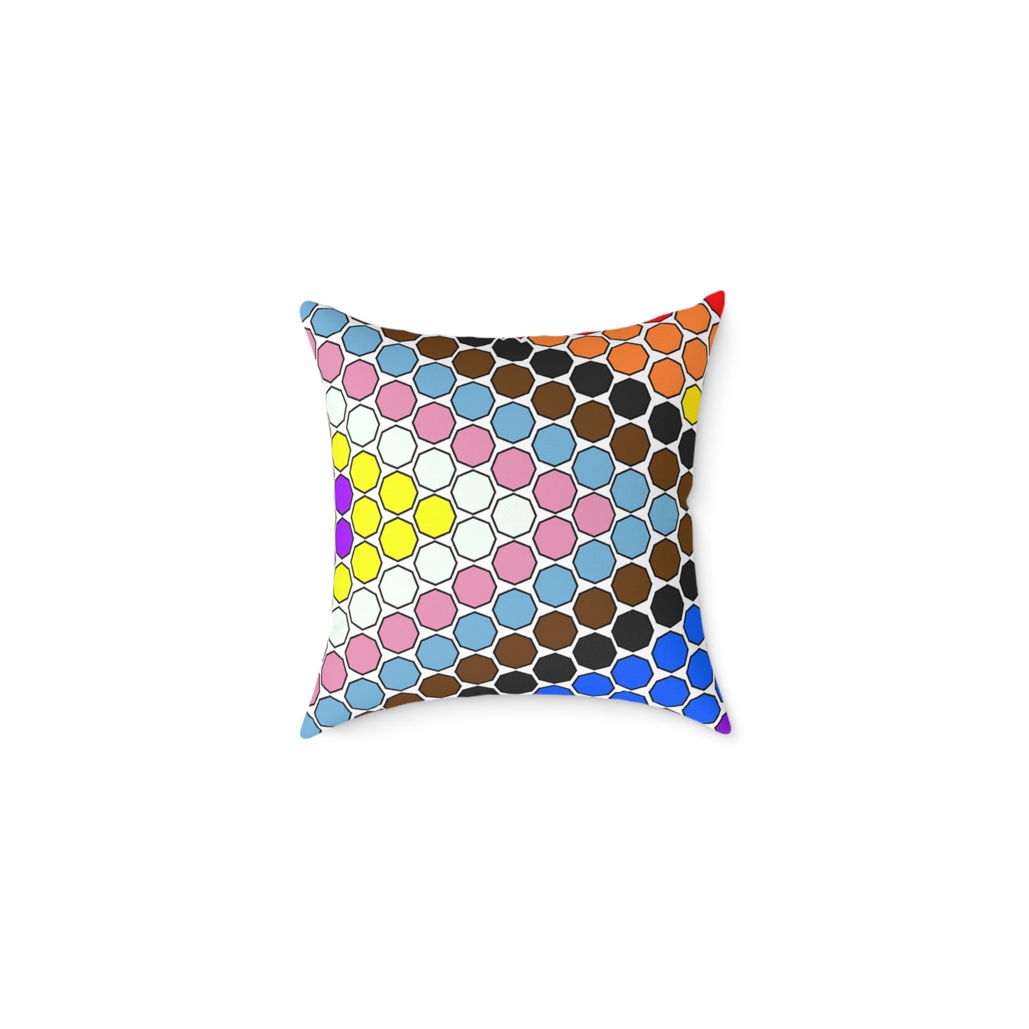 Geometric Mosaic Square Pillow — Colorful Hexagon Pattern Throw Cushion