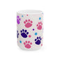 Colorful Paw Print Ceramic Mug — Cute Pet Lover Coffee Cup (11oz/15oz)