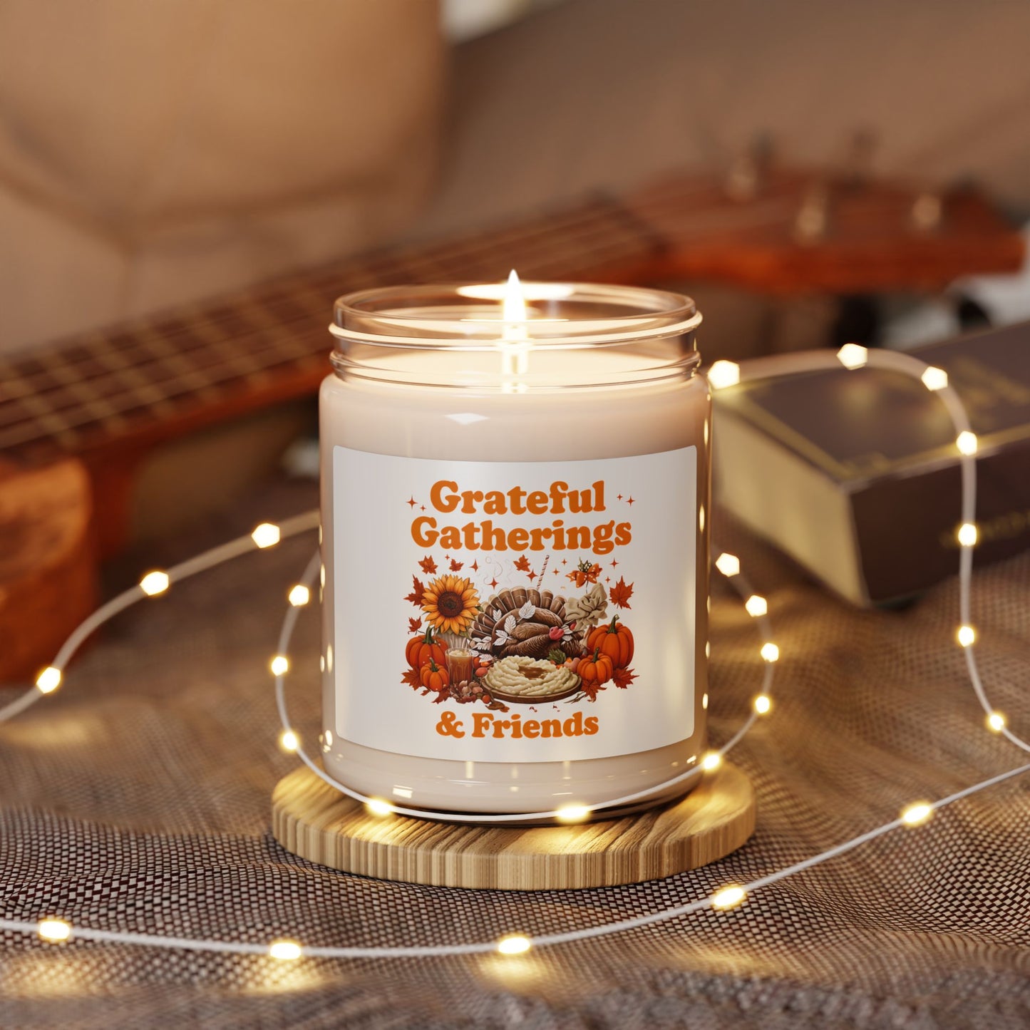 Thankful Gatherings Soy Candle — Autumn Pumpkin & Sunflower Scent (9oz)