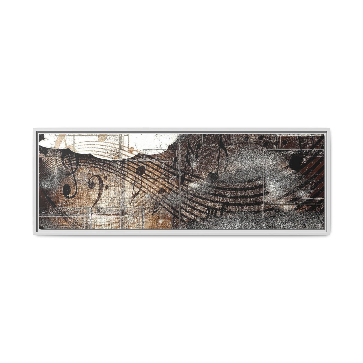 Framed Music Notes Canvas Print — Abstract Vintage Piano & Sheet Music Wall Art