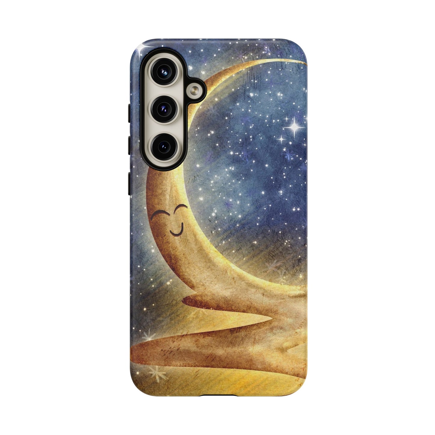 Moonlit Smile Phone Case — Starry Night Crescent Moon iPhone Cover