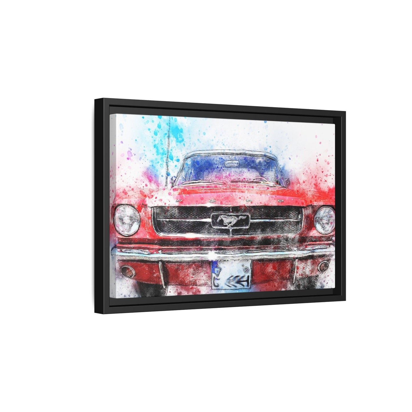 Matte Canvas, Framed Mustang Car