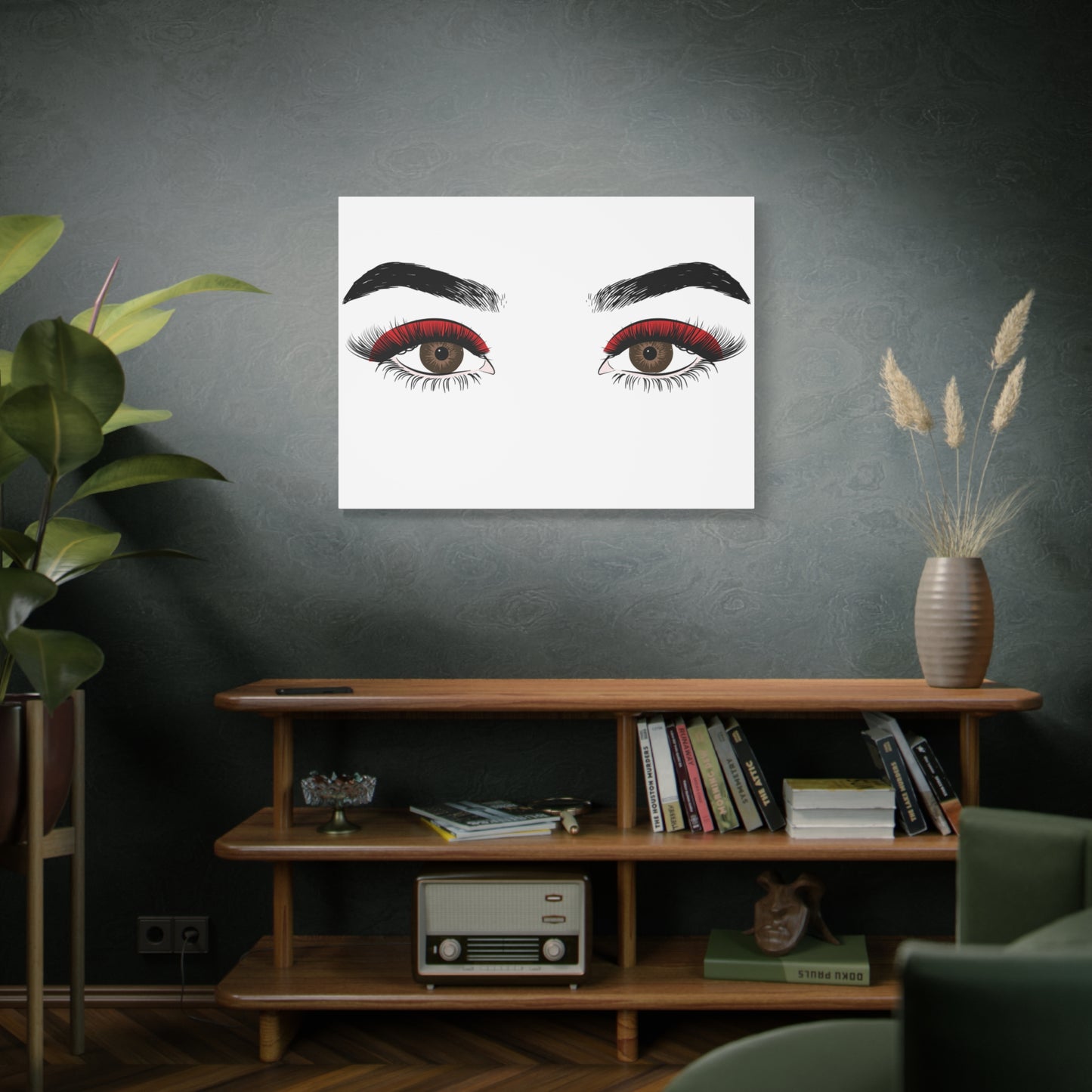 Red Lashes Wall Art Canvas — Glam Eyes Makeup Decor