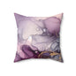 Purple Marble Accent Pillow — Abstract Ink & Gold Veining Decorative Throw Pillow