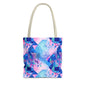 Abstract Blue Pink Geometric Tote Bag — Colorful Patterned All-Over Print Tote