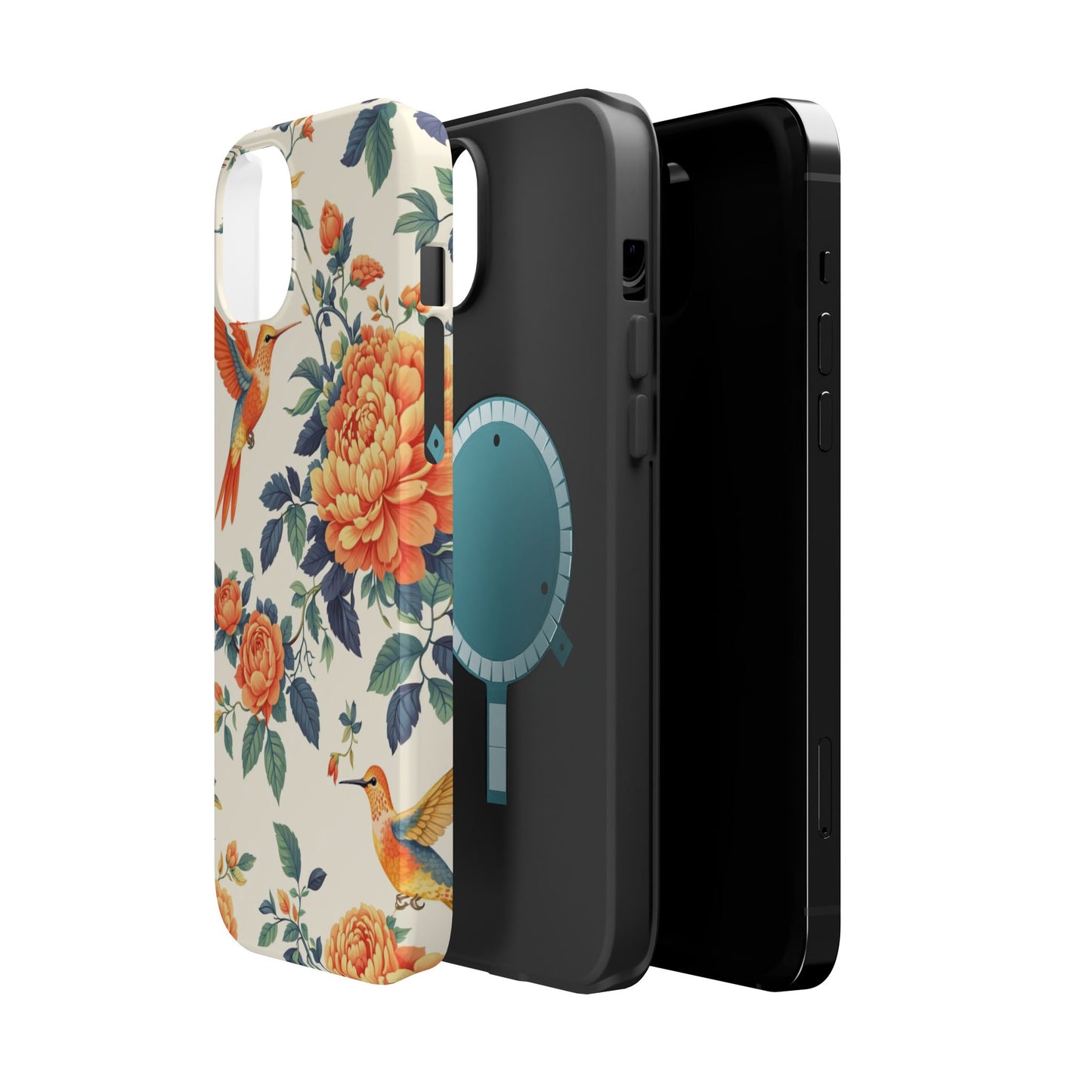 Floral Hummingbird Magnetic Phone Case — Impact-Resistant Protective Cover
