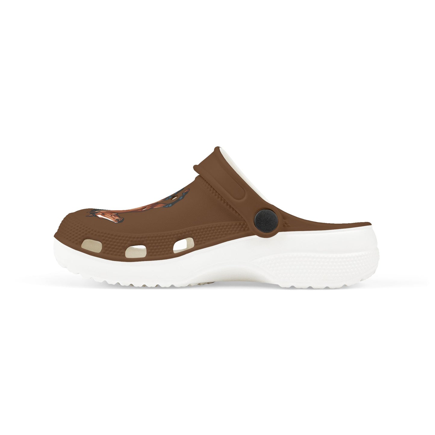 Kids Horse Print Foam Clogs — Brown EVA Slip-On Sandals for Children
