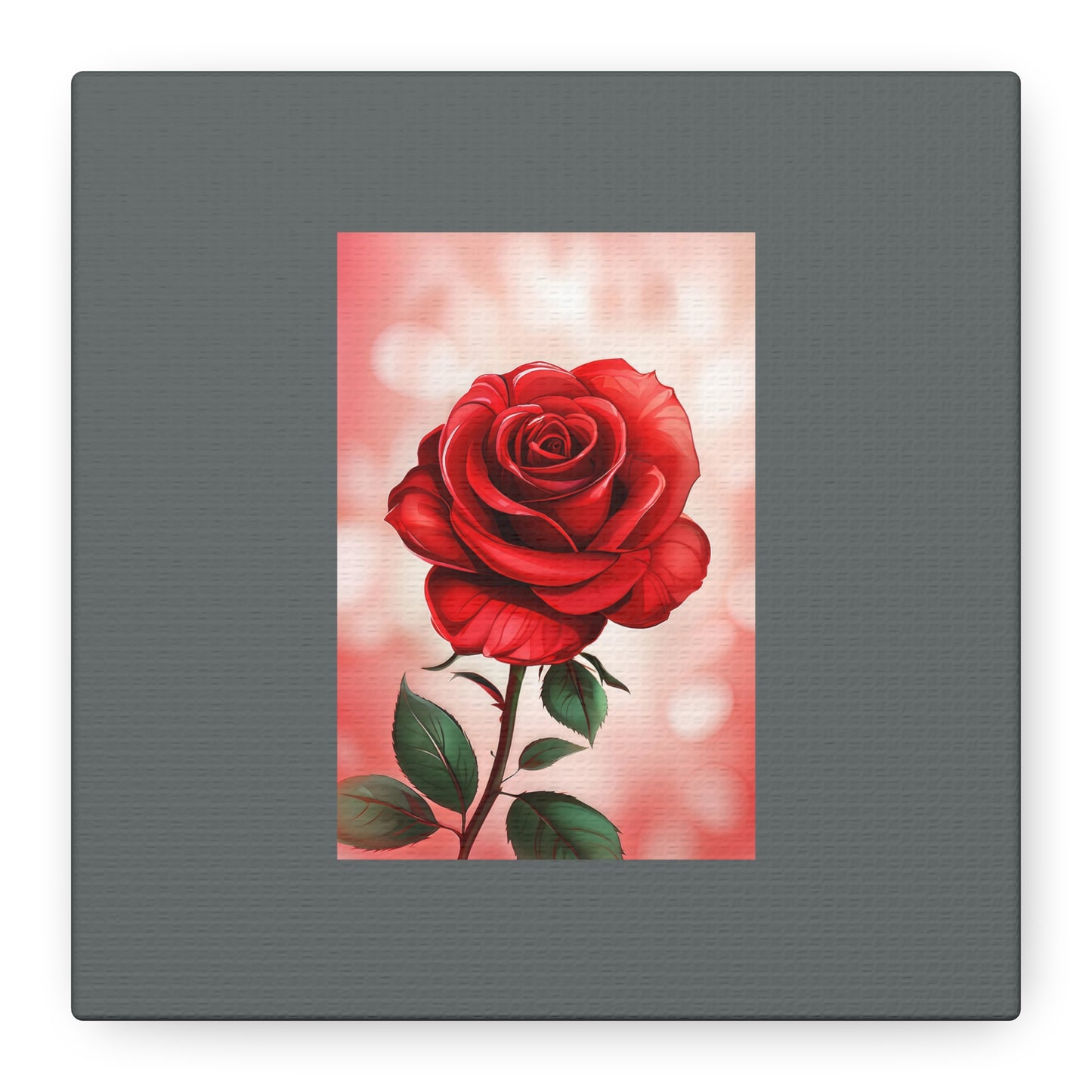 Red Rose Vertical Matte Canvas Print — Romantic Floral Wall Art