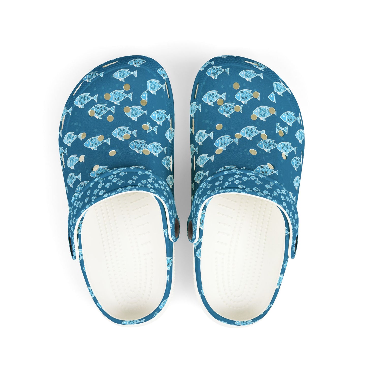 Kids Fish Pattern EVA Foam Clogs — Blue Ocean Slip-On Sandals