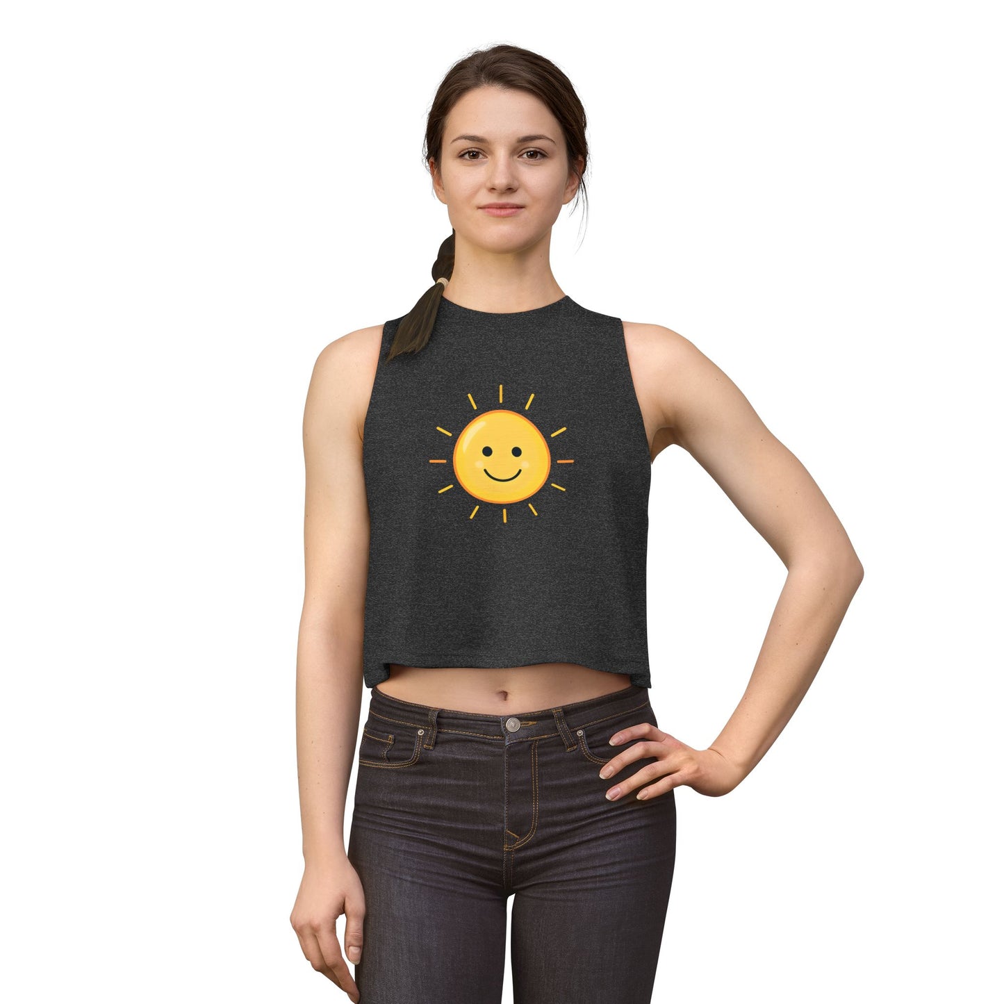 Smiley Sun Crop Top — Cute Sunny Face Women's Tank