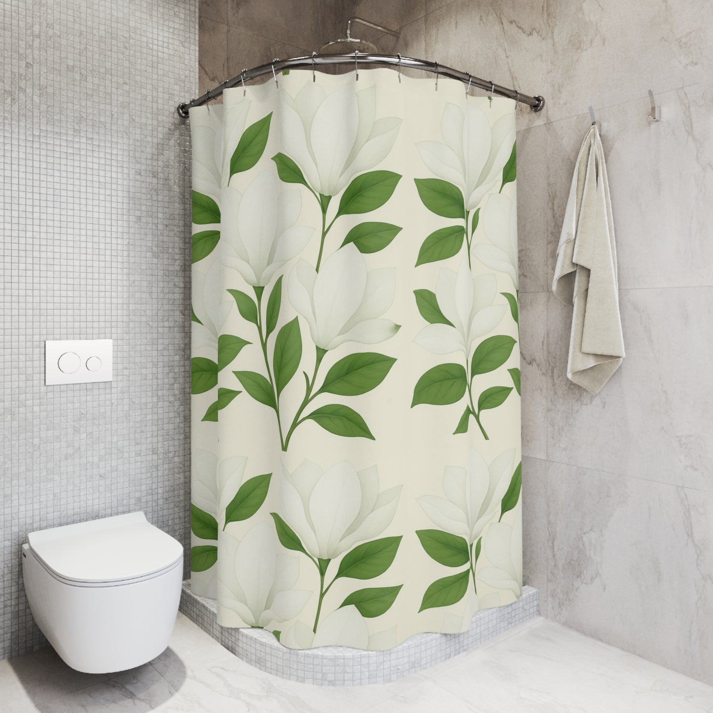Shower Curtain - Elegant White Magnolia Floral Bathroom Decor