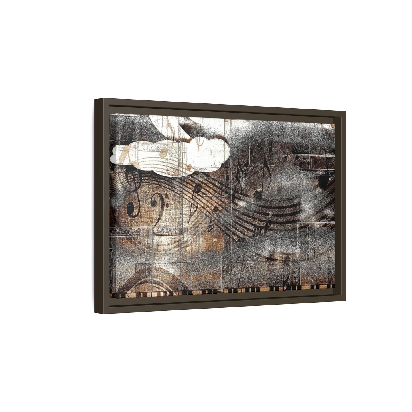 Framed Music Notes Canvas Print — Abstract Vintage Piano & Sheet Music Wall Art