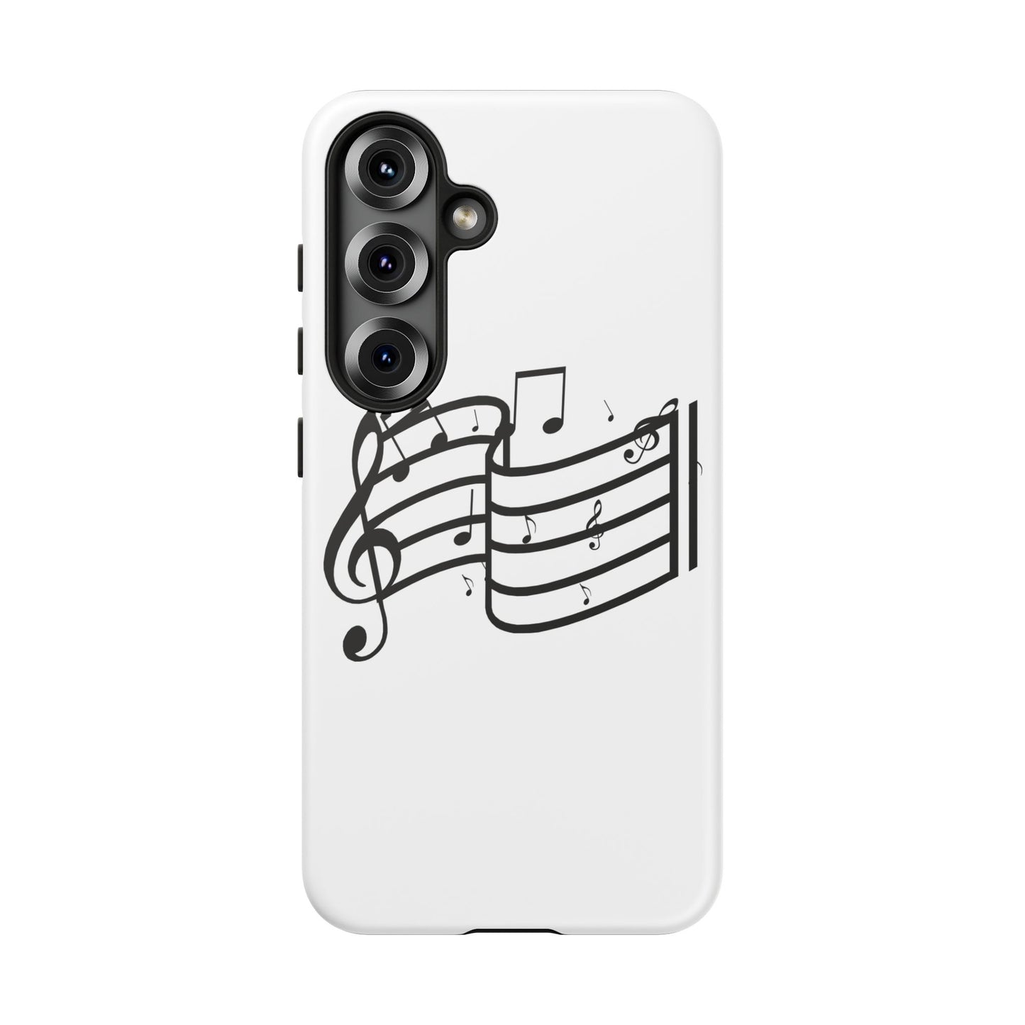 Musical Notes Phone Case — Black Treble Clef Music Staff Tough Case