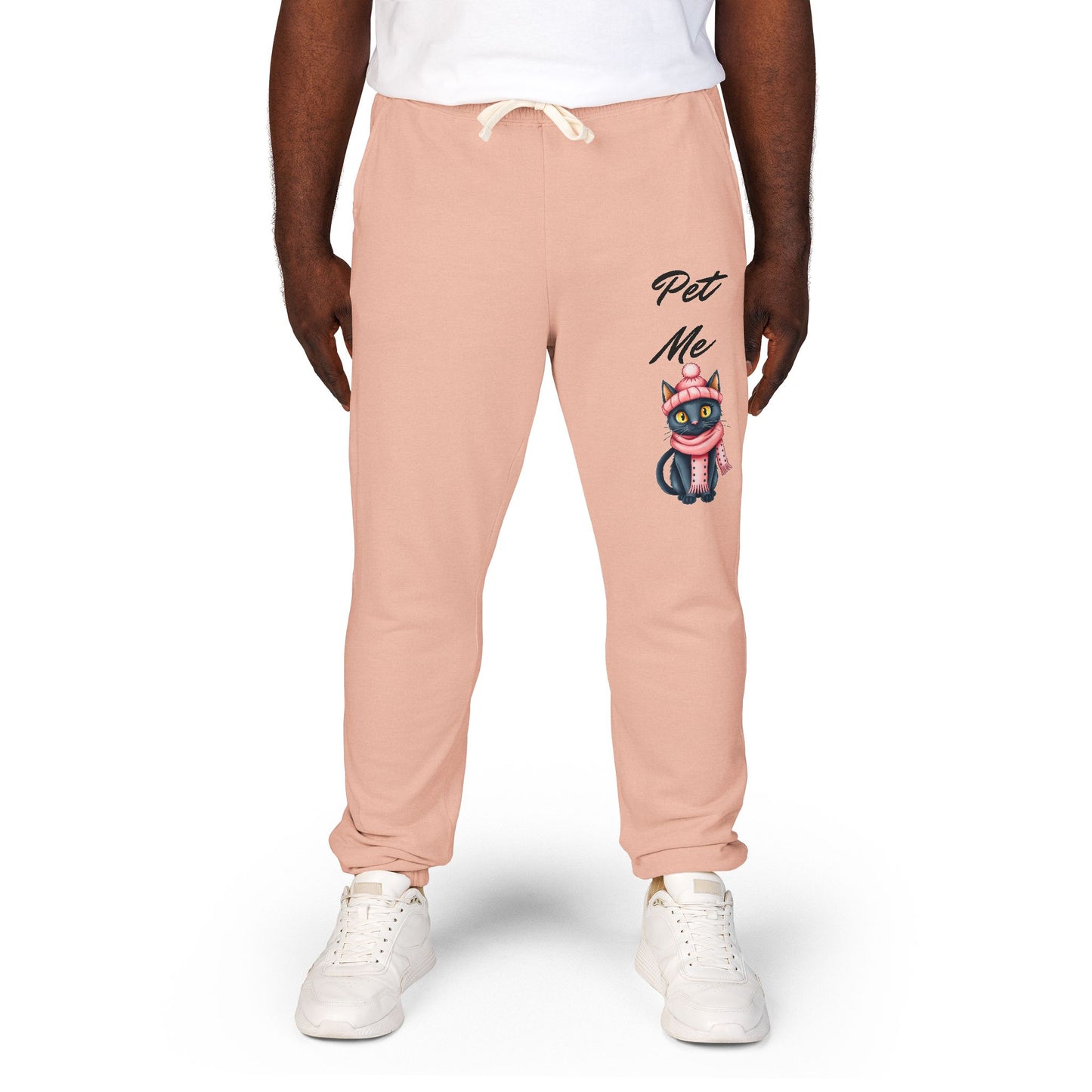 Sweatpants — Colorful Cosmic Cat Graphic "Pet Me" Joggers